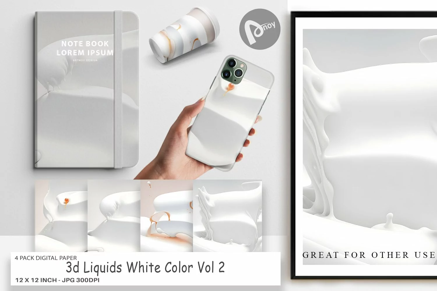 Digital Paper 3d Liquids White Color product image 1