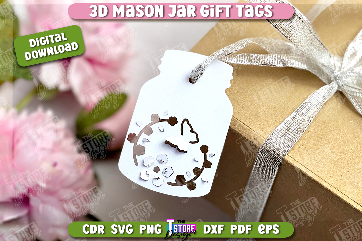 3D Mason Jar Gift Tags | Paper Jar Gift Tags | Holiday Tag product image 1