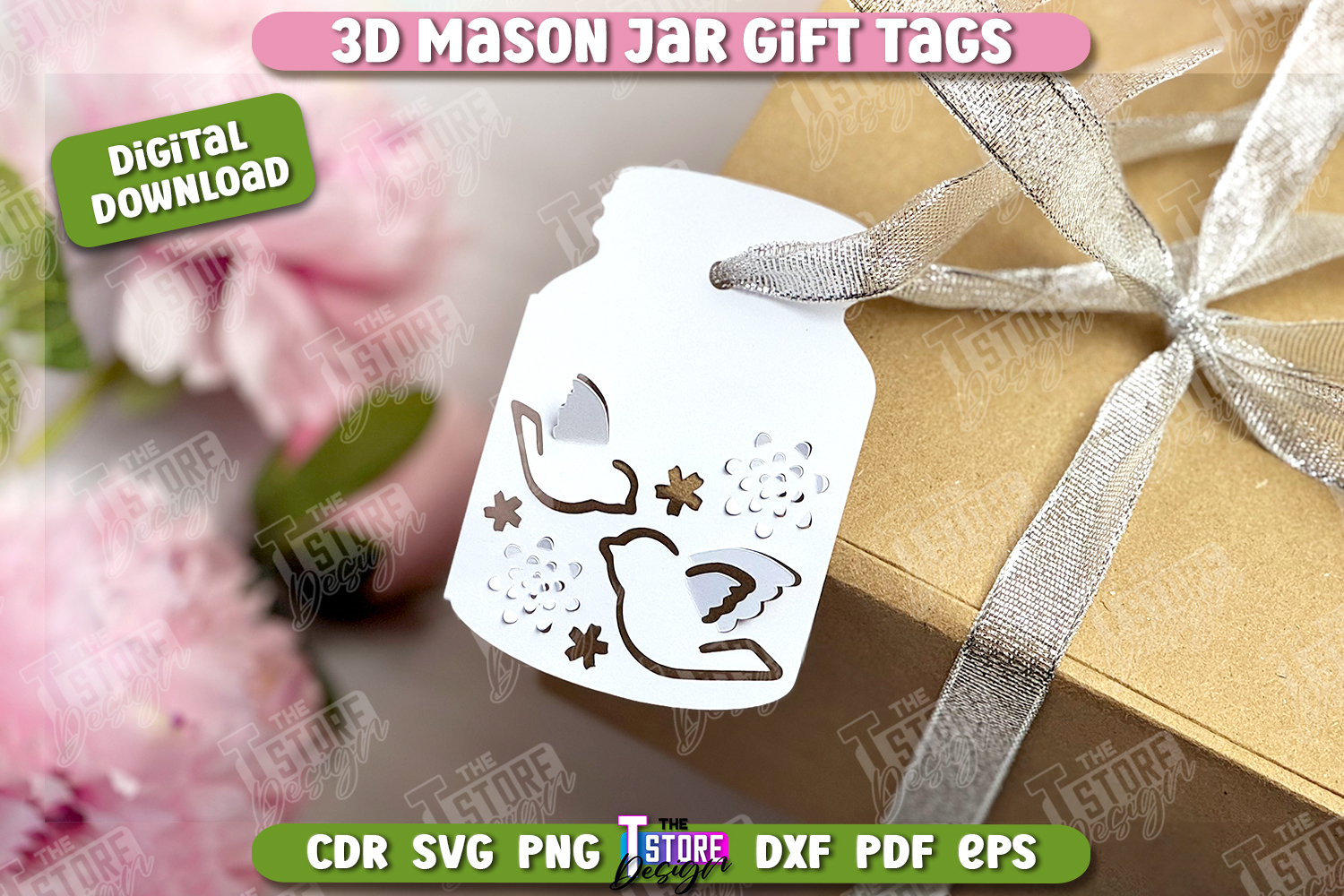 3D Mason Jar Gift Tags | Paper Jar Gift Tags | Holiday Tag product image 1
