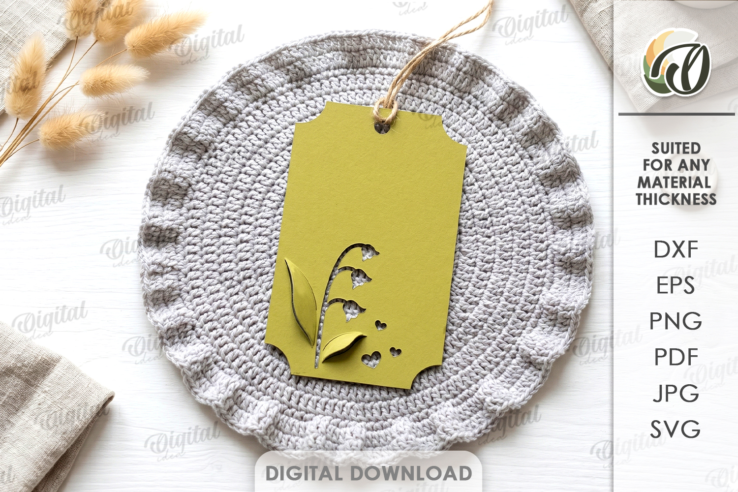 3D Paper Tag. Gift tag Template Paper Cut. Flower SVG product image 1