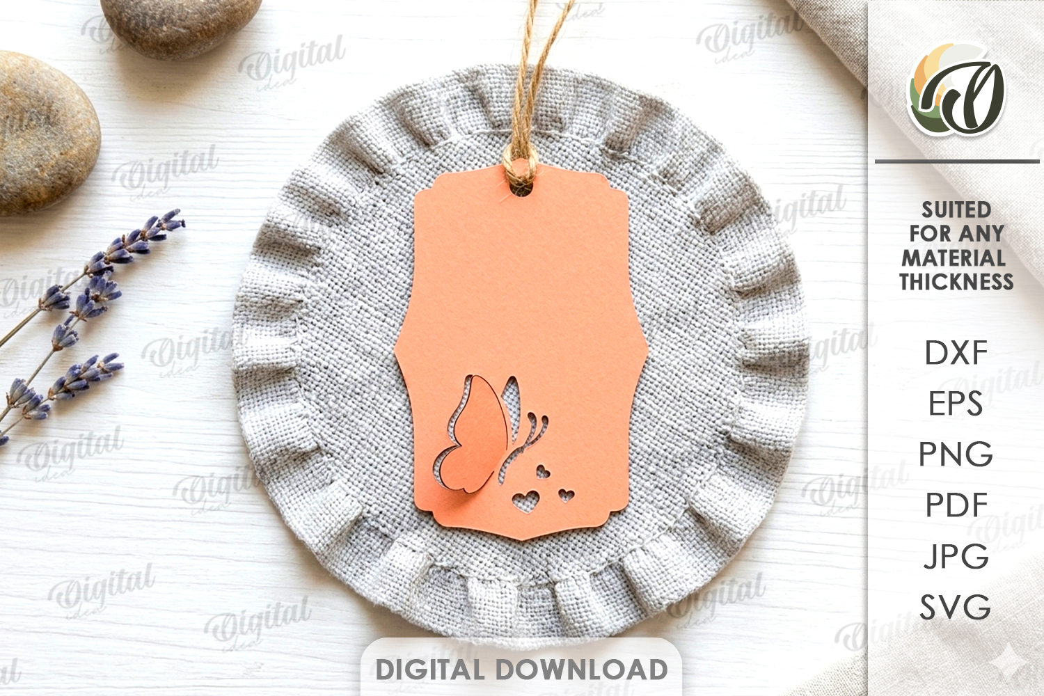 3D Paper Tag. Gift tag Template Paper Cut. Butterfly SVG product image 1