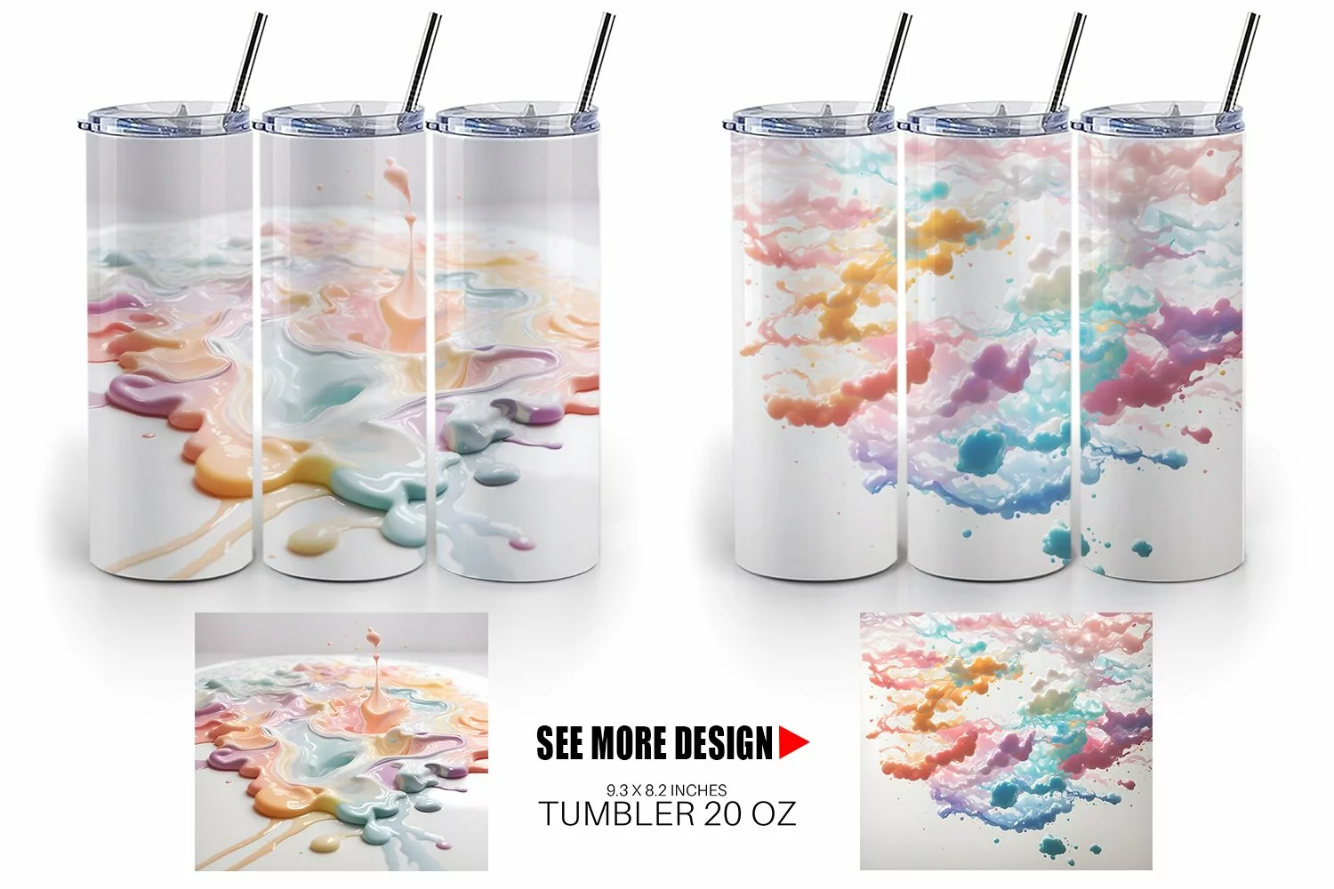3D Pastel Liquids Colors | Tumbler Sublimation Wrap product image 1