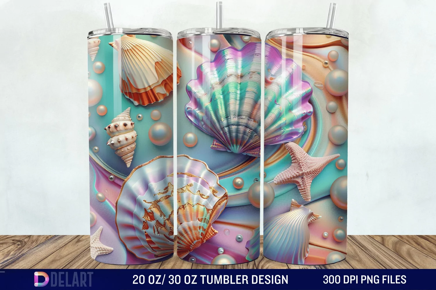3D Pearl Seashells colorful Tumbler Wrap product image 1