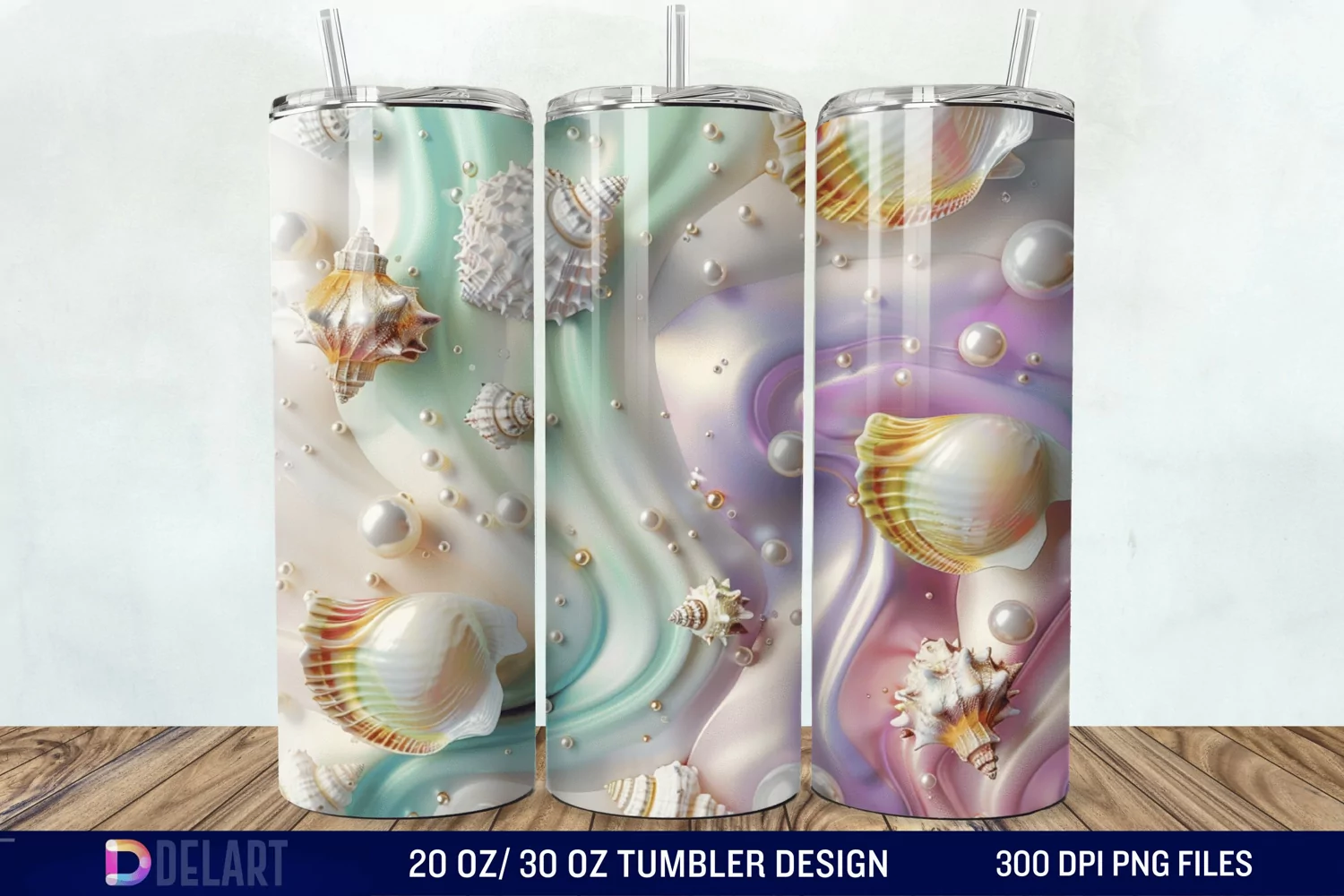 3D Pearl Seashells colorful Tumbler Wrap product image 1