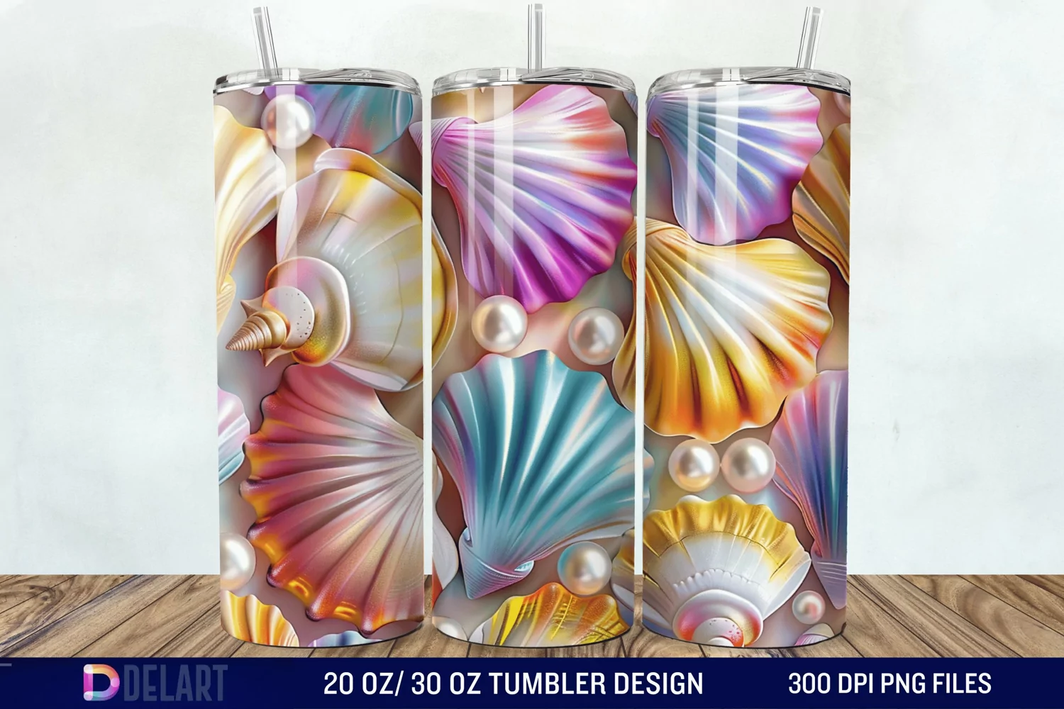 3D Pearl Seashells colorful Tumbler Wrap product image 1