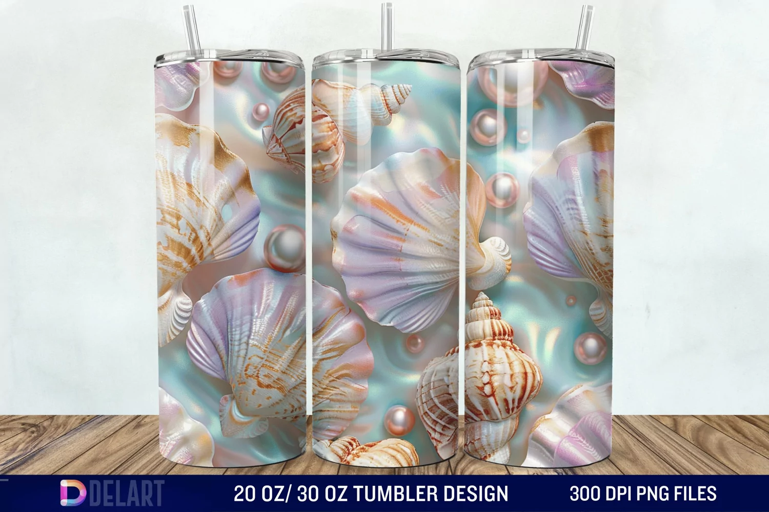 3D Pearl Seashells colorful Tumbler Wrap product image 1