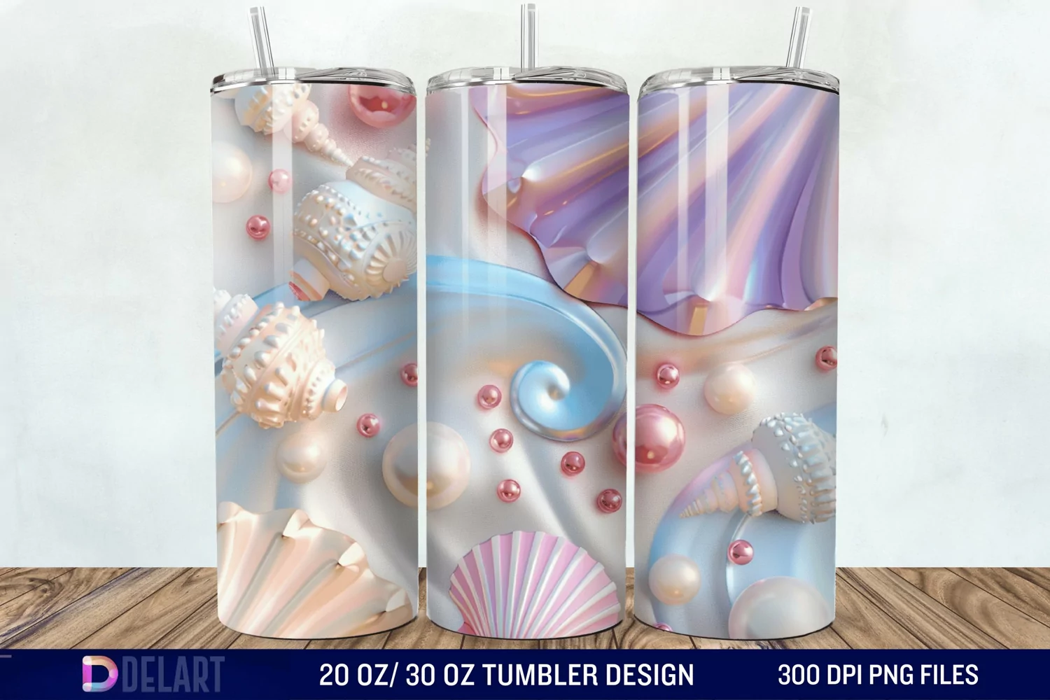 3D Pearl Seashells colorful Tumbler Wrap product image 1