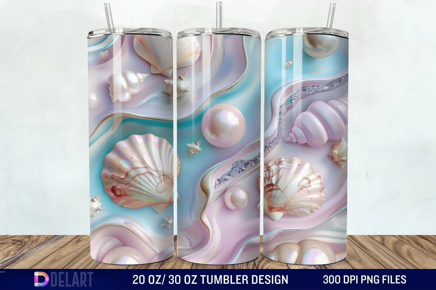 3D Pearl Seashells colorful Tumbler Wrap product image 1