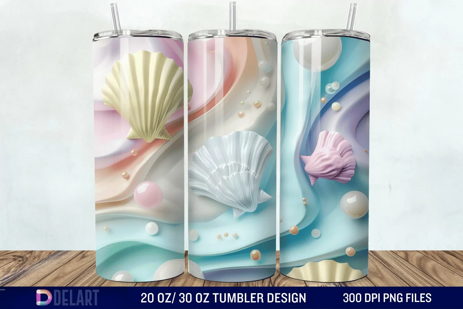 3D Pearl Seashells colorful Tumbler Wrap product image 1