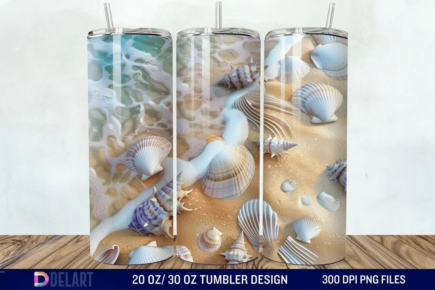 3D Seashell Beach colorful Tumbler Wrap product image 1
