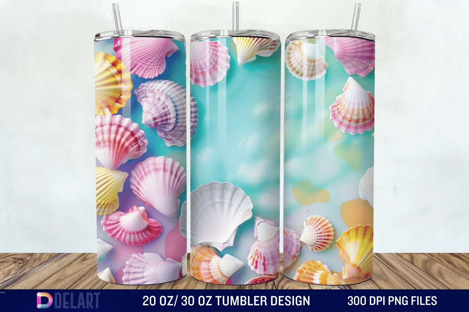 3D Seashell Beach colorful Tumbler Wrap product image 1