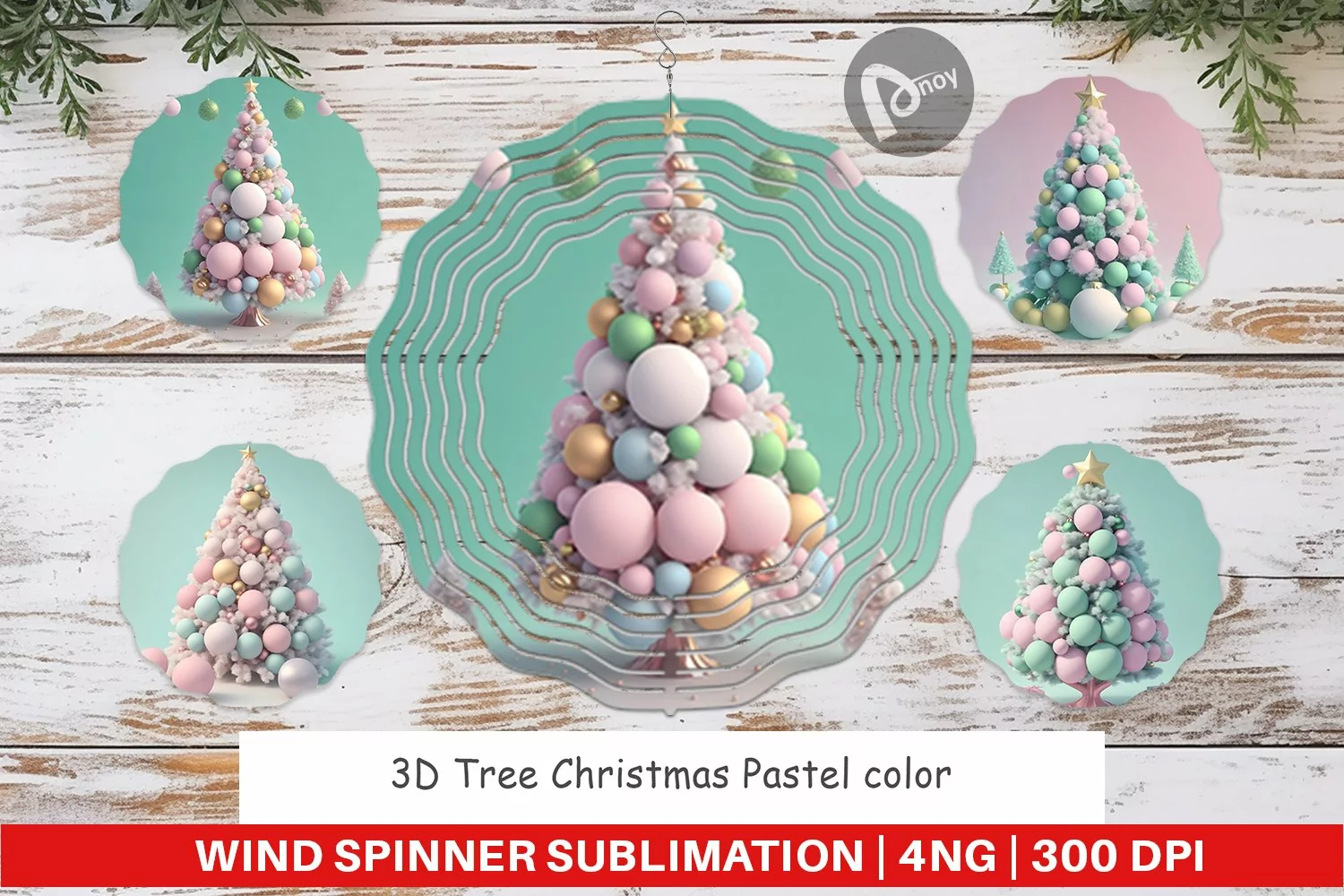 Wind Spinner 3D Tree Christmas Pastel product image 1