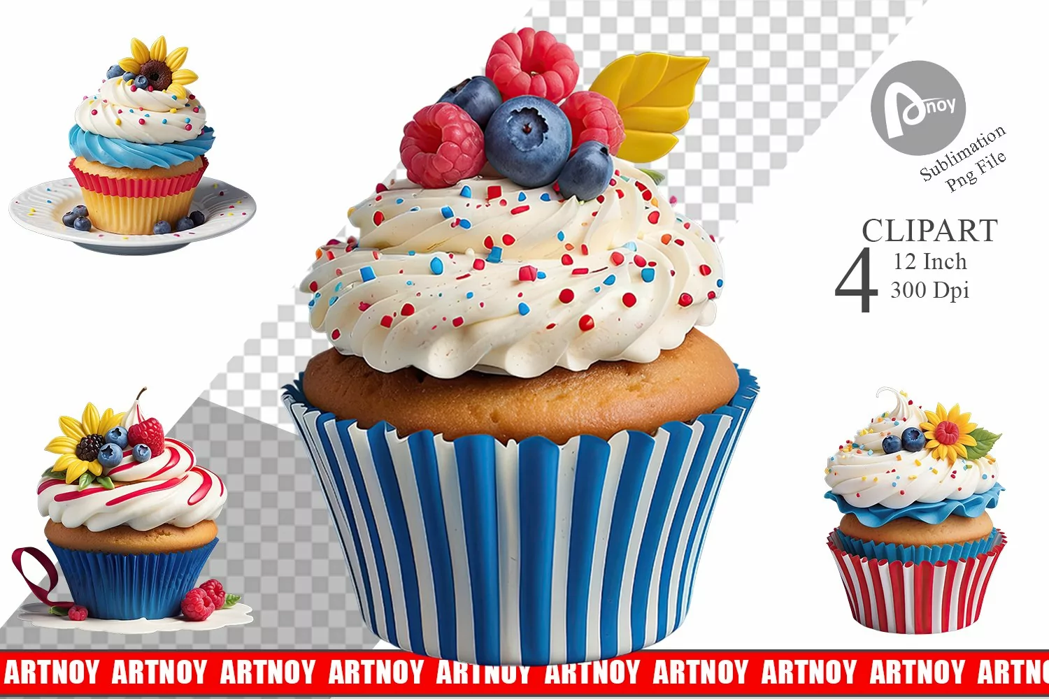 Clipart 3D Colorful Cupcake product image 1