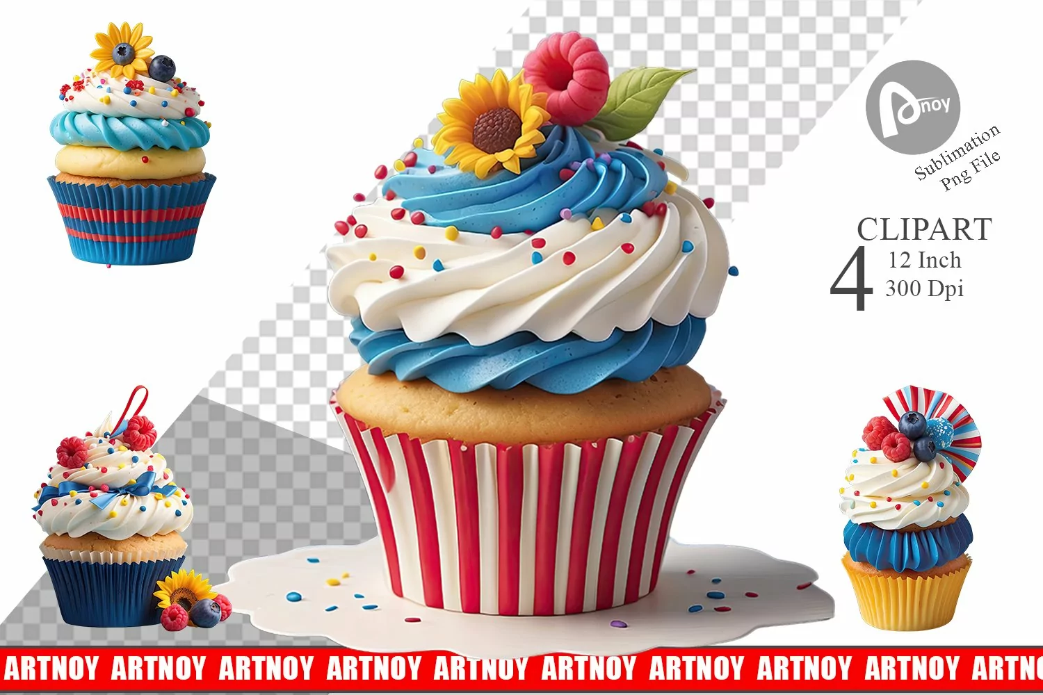 Clipart 3D Colorful Cupcake product image 1