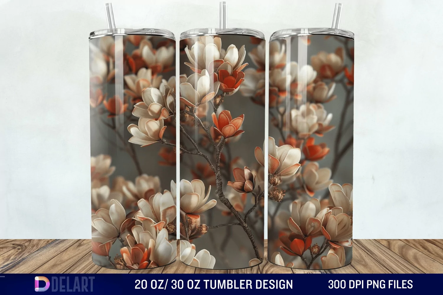 3D Vintage Acacia Flowers Tumbler Wrap product image 1
