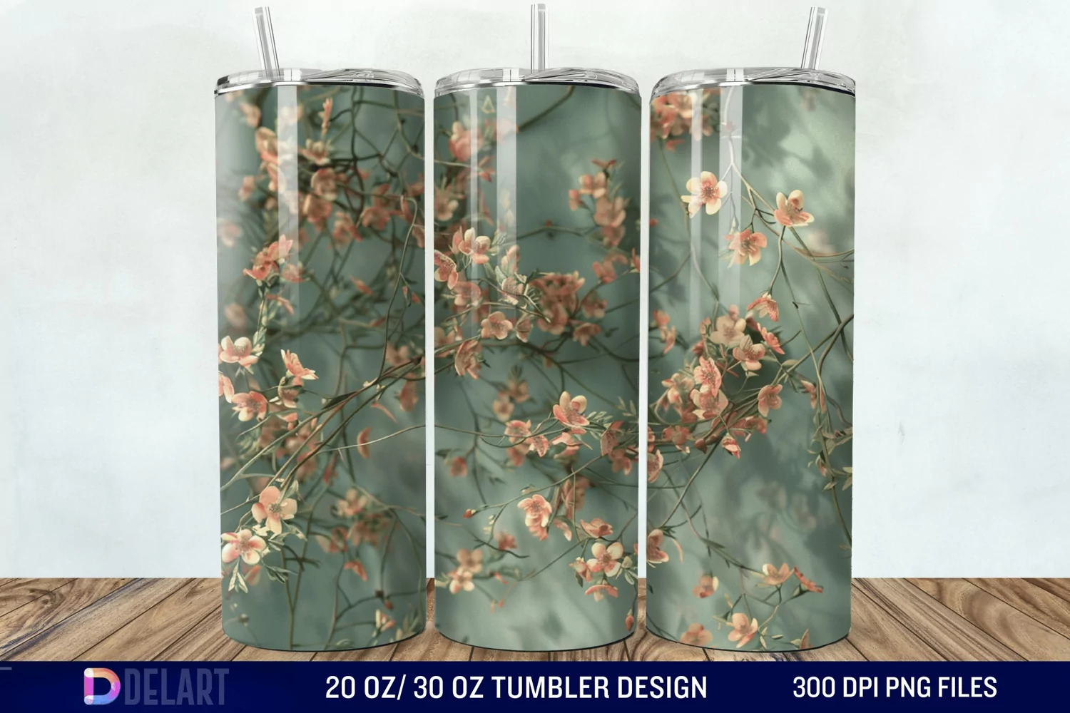 3D Vintage Acacia Flowers Tumbler Wrap product image 1