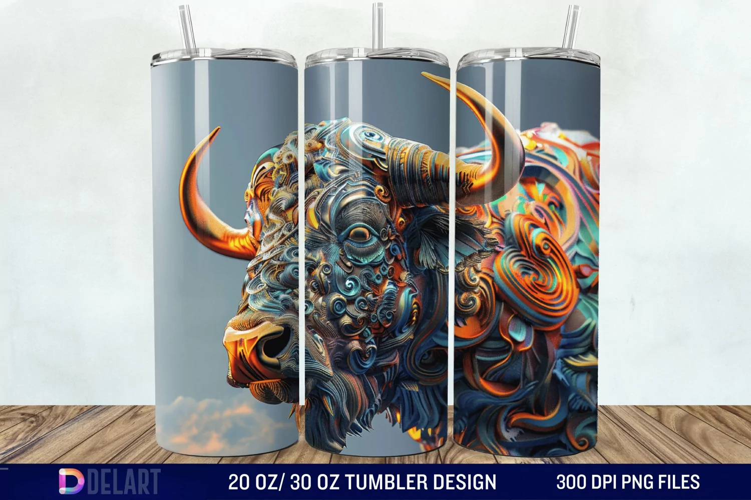 3D Vintage Buffalo Tumbler Wrap product image 1