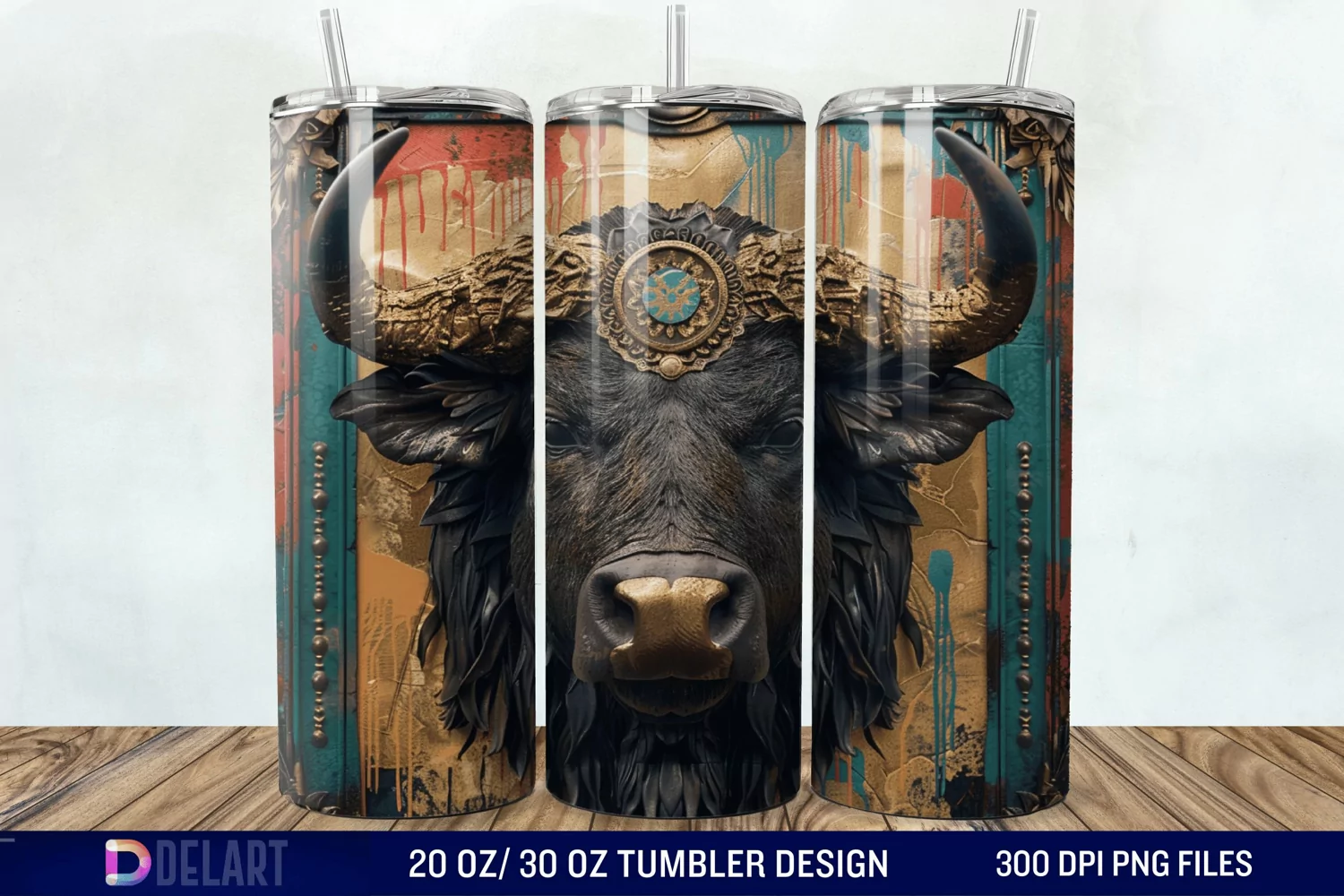 3D Vintage Buffalo Tumbler Wrap product image 1