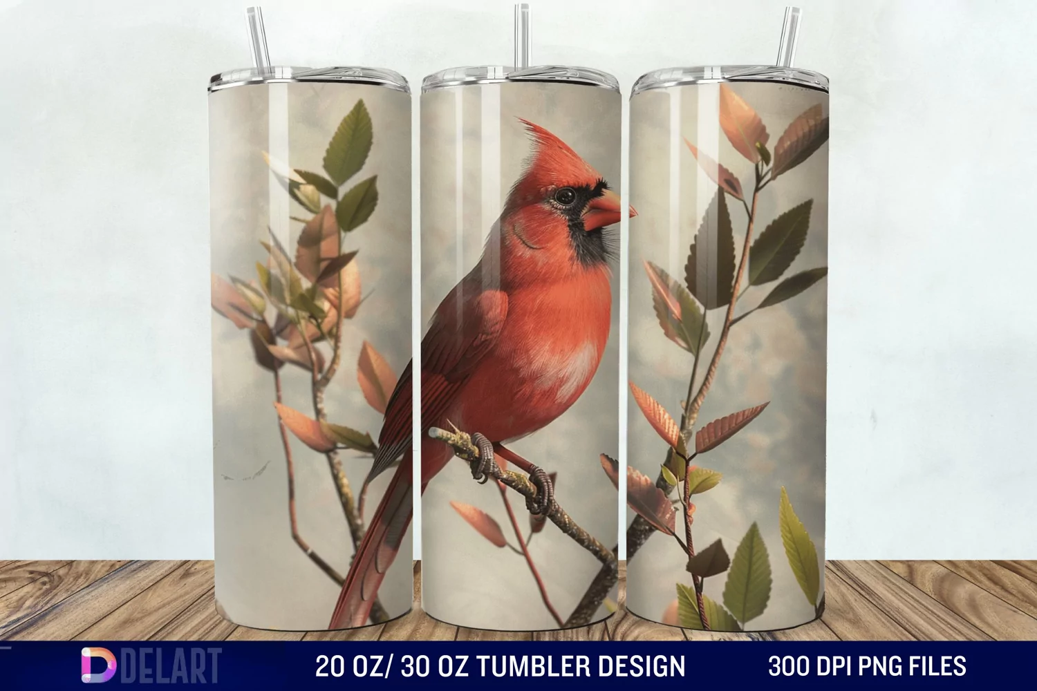 3D Vintage Cardinal Bird Tumbler Wrap product image 1