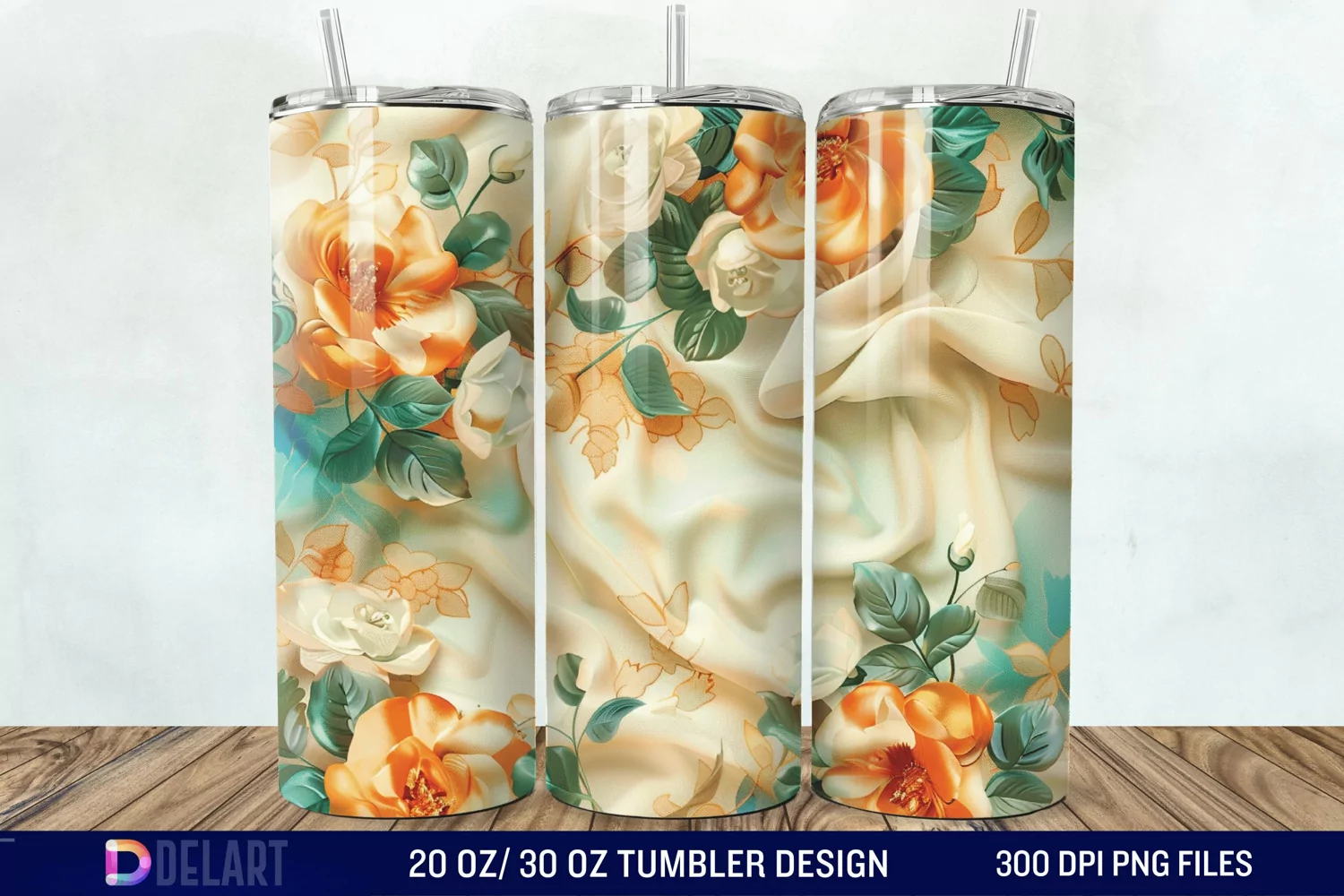 3d Vintage Chic Floral Flower Tumbler Wrap product image 1