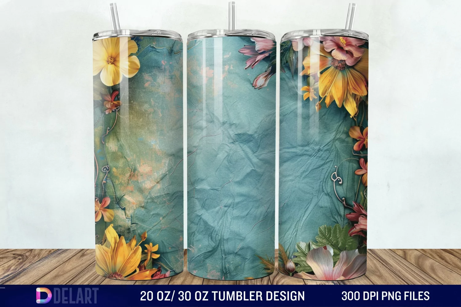 3d Vintage Chic Floral Flower Tumbler Wrap product image 1