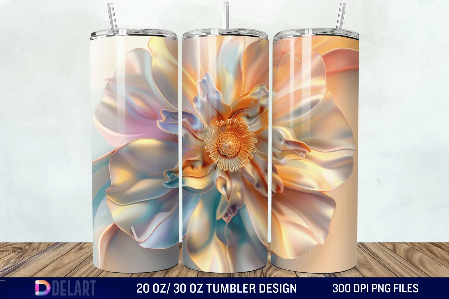 3D Vintage Flower Tumbler Wrap product image 1