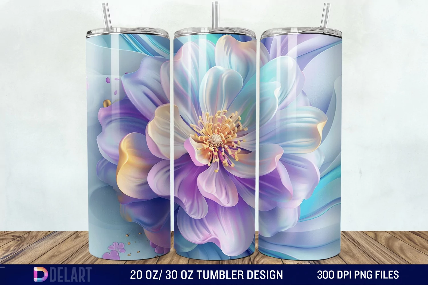 3D Vintage Flower Tumbler Wrap product image 1