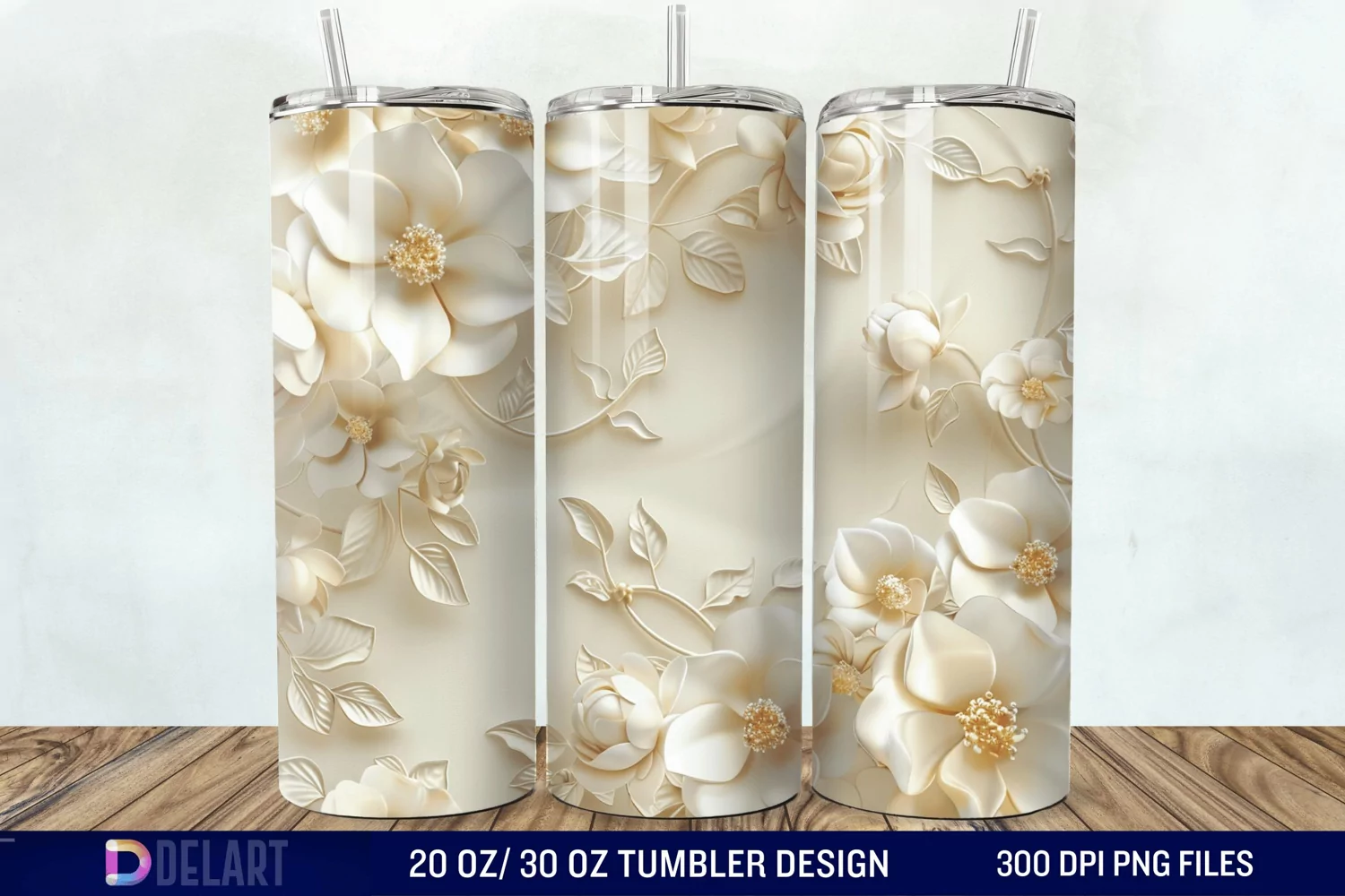 3d Vintage Flowers Tumbler Wrap product image 1