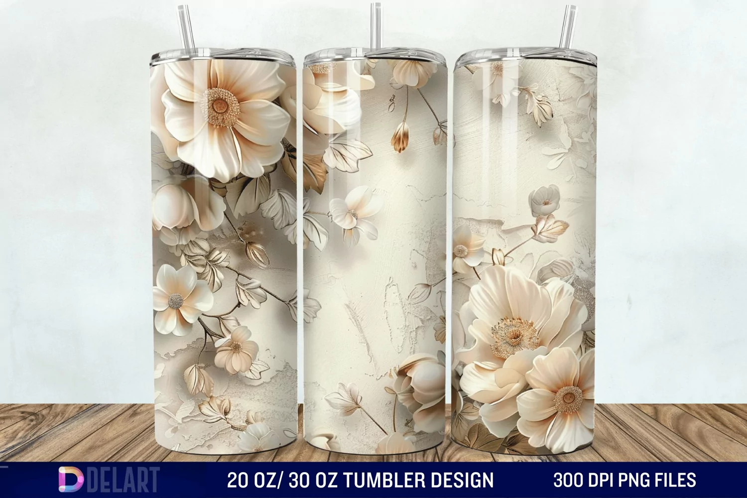 3d Vintage Flowers Tumbler Wrap product image 1