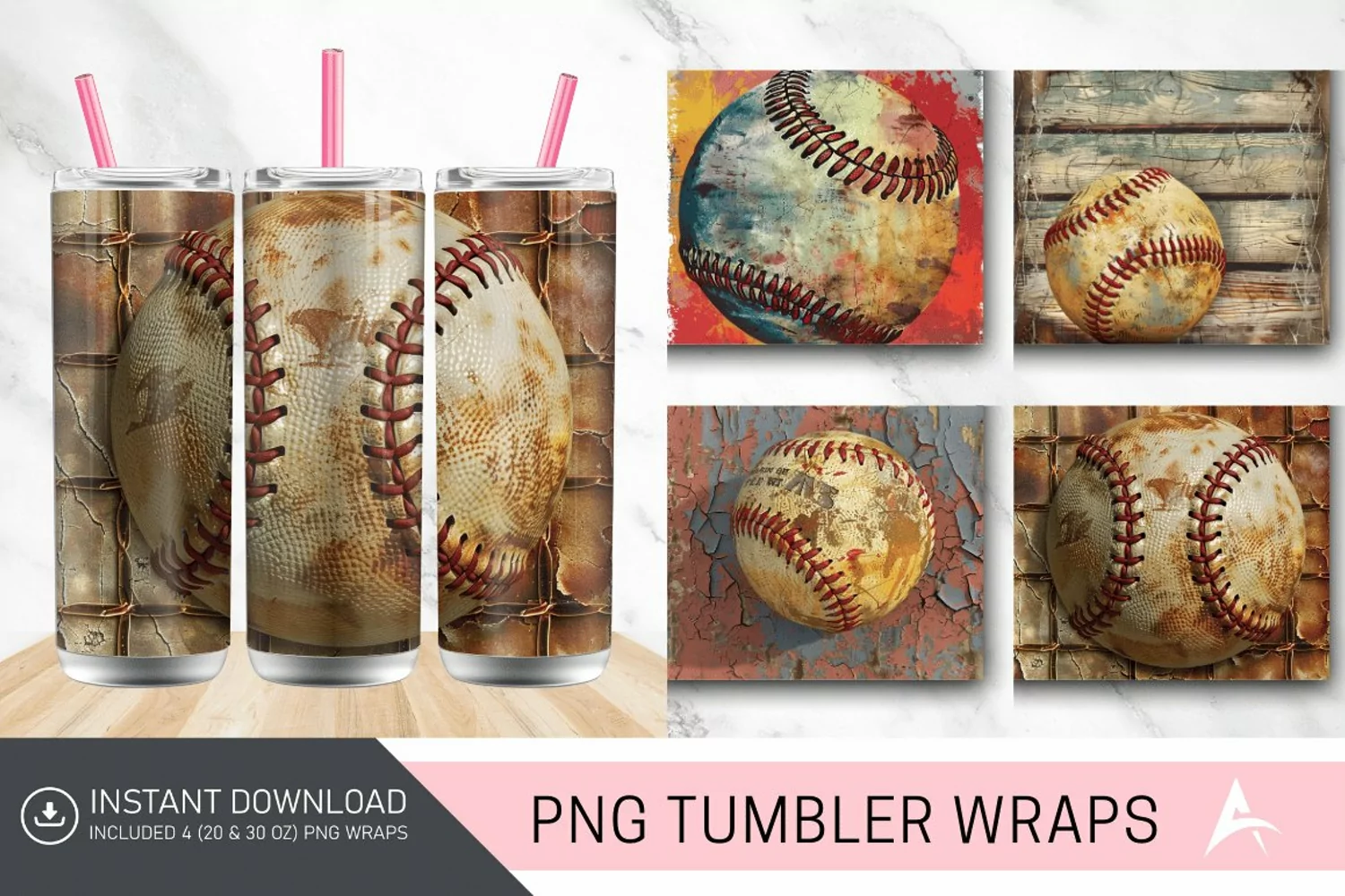3D vintage Softball Tumbler wrap product image 1