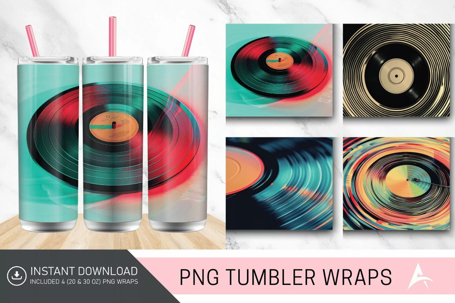 3D Vintage Vinyl Record Groove Tumbler wrap product image 1