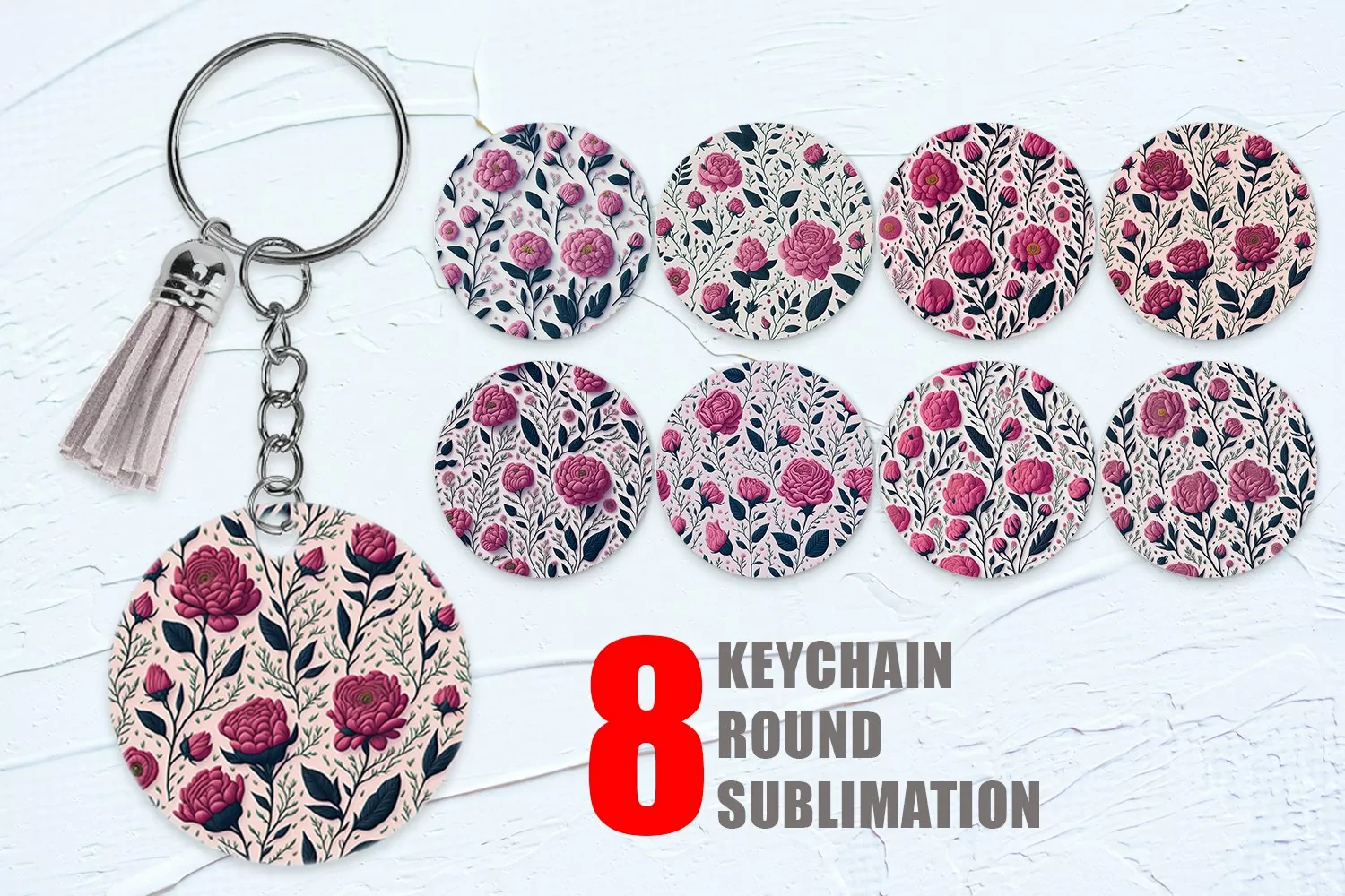 3D Vintage Wildflower Keychain | Keyring product image 1