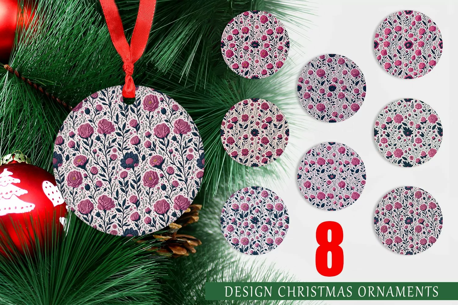 3D Vintage Wildflower Christmas Ornaments product image 1