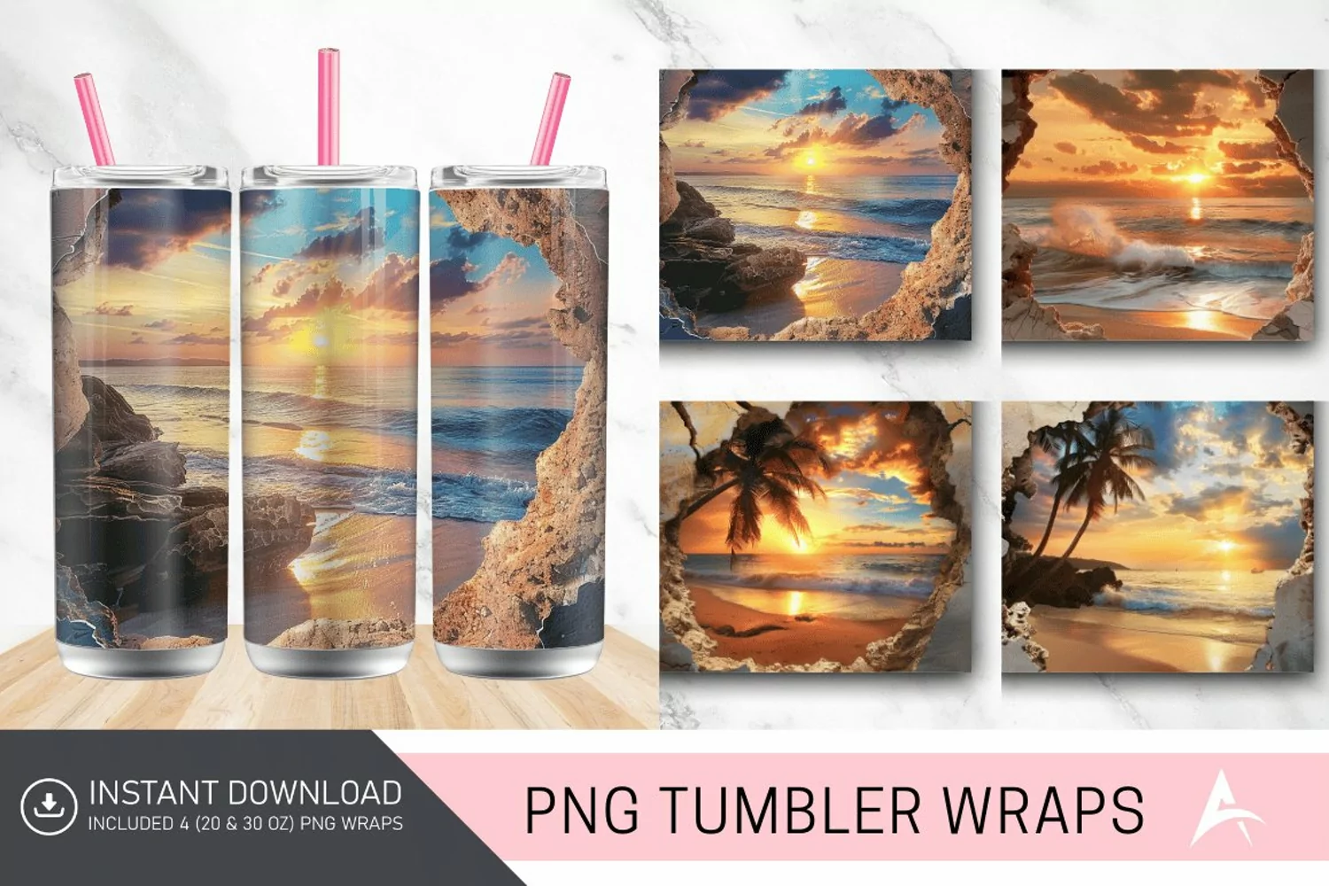 3D Watercolor Fall Tumbler Wrap product image 1