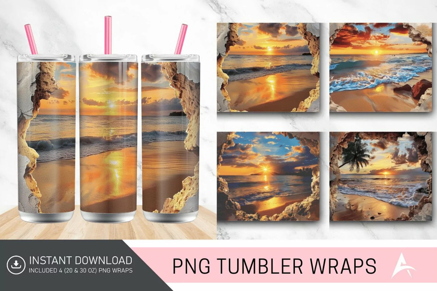 3D Watercolor Fall Tumbler Wrap product image 1