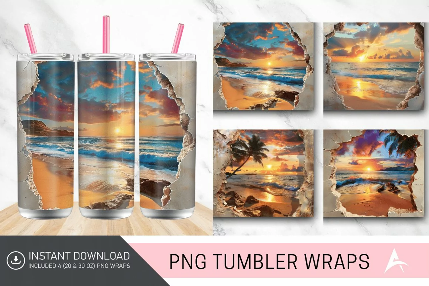3D Watercolor Fall Tumbler Wrap product image 1