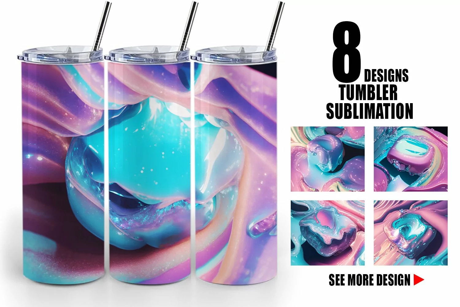3D Wave Hologram Color | Tumbler Sublimation Wrap product image 1