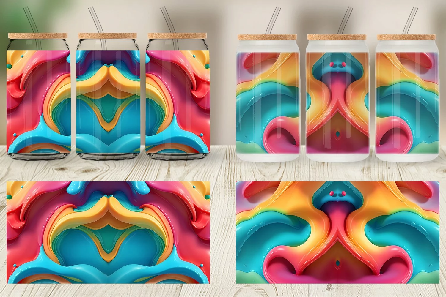 Glass Can Wraps 3D Wave Liquid product image 1