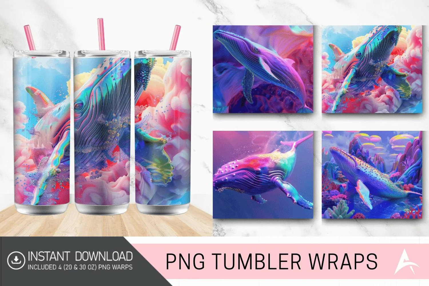 3D Whale Color Odyssey Tumbler wrap product image 1