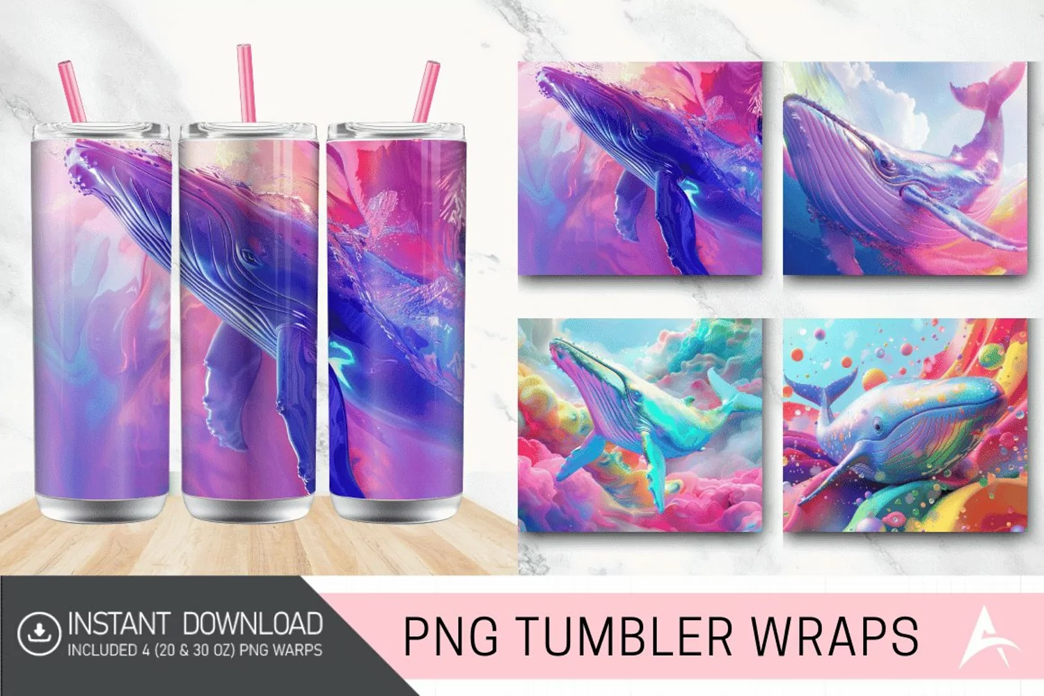 3D Whale Color Odyssey Tumbler wrap product image 1