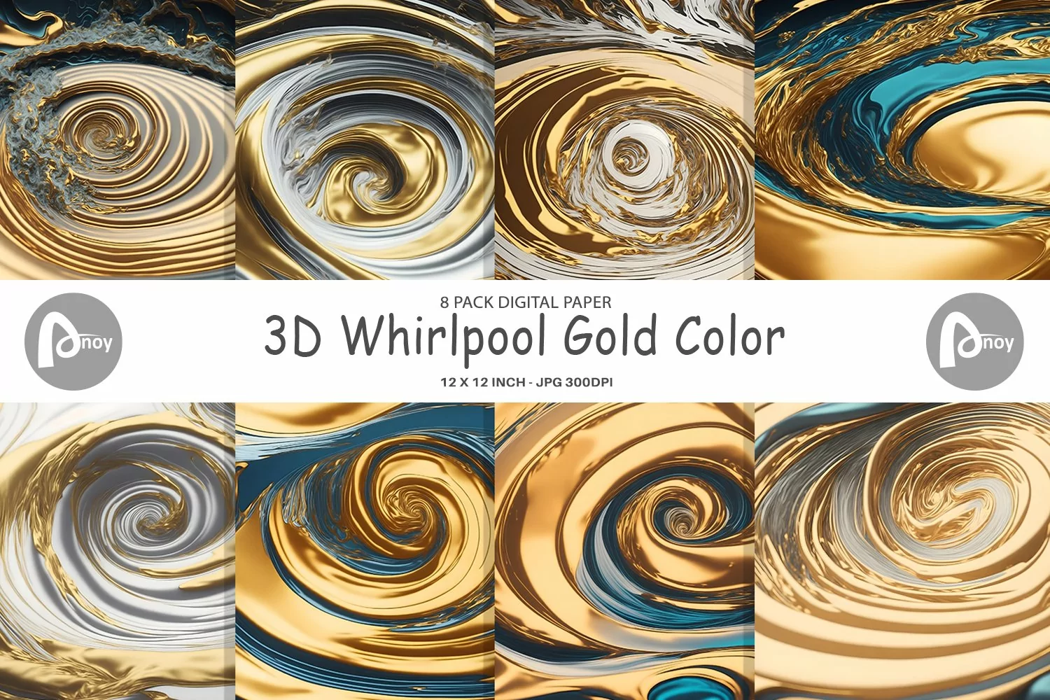 3D Whirlpool Gold Color | Digital Paper product image 1