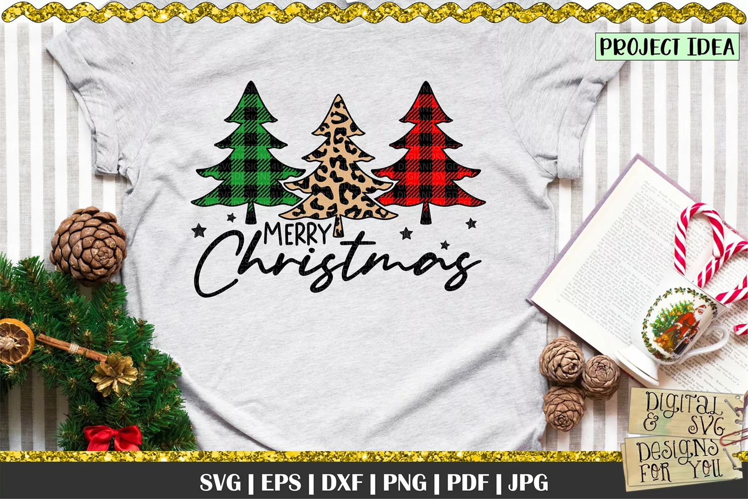 Merry Christmas SVG | Christmas Tree SVG | Buffalo Plaid svg product image 1