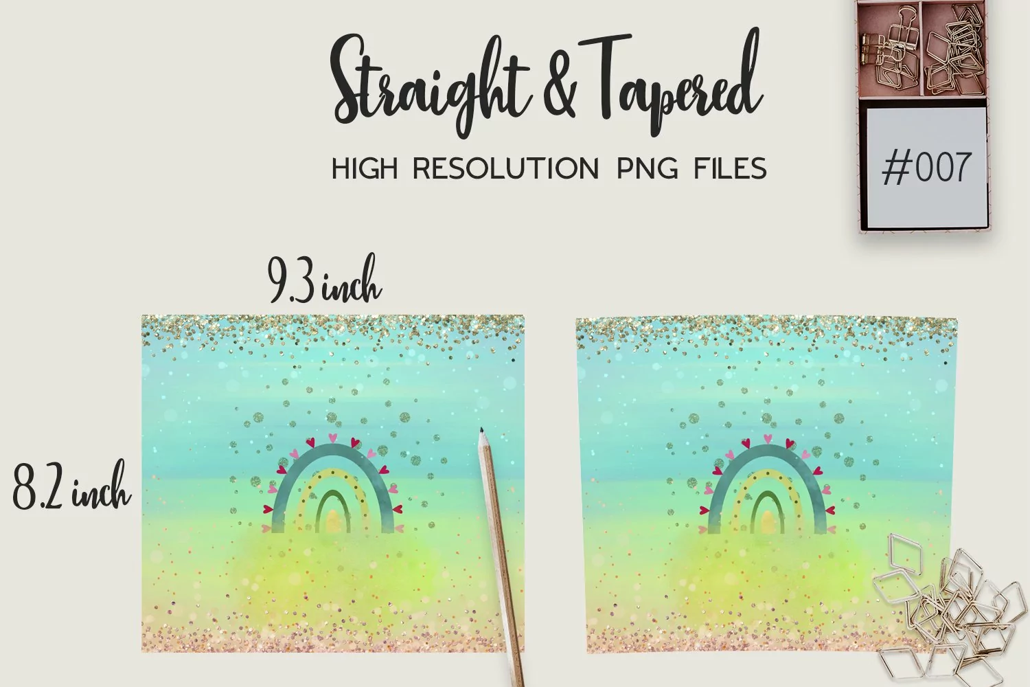 Rainbow sublimation for skinny tumbler - green turquoise product image 1