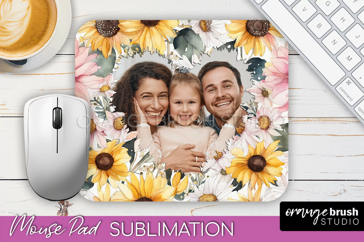 Photo Mouse Pad Sublimation, Floral Mouse Pad Picture Frame product image 1