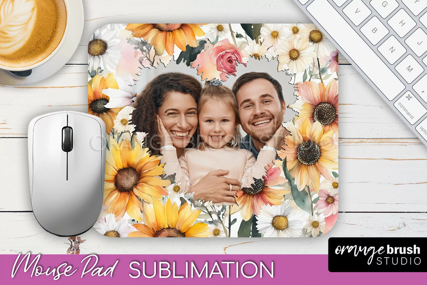 Photo Mouse Pad Sublimation, Floral Mouse Pad Picture Frame product image 1