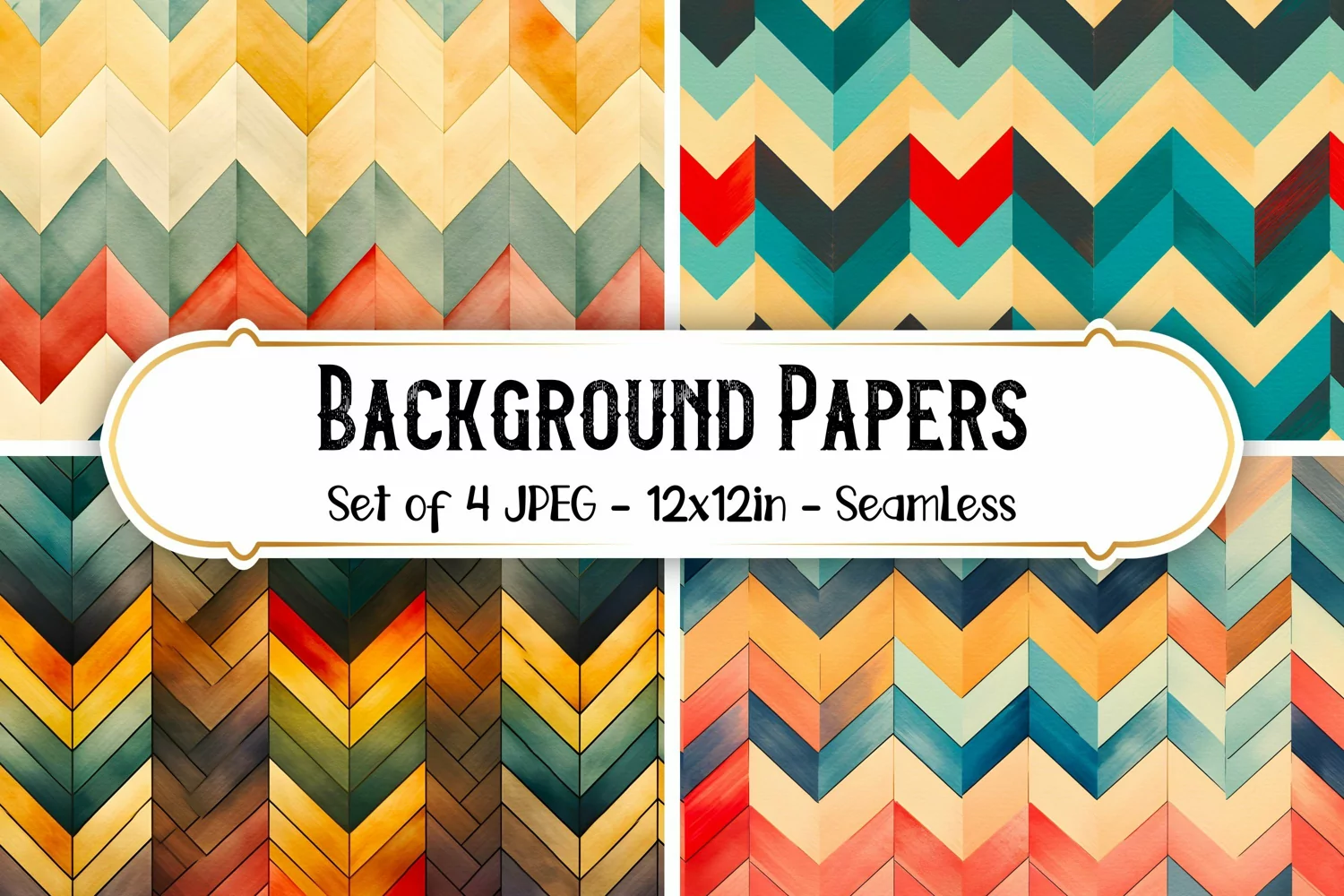 4 Seamless Vintage Chevron Patterns Scrapbook papers