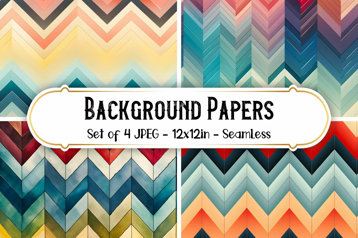 4 Seamless Vintage Chevron Patterns Scrapbook papers