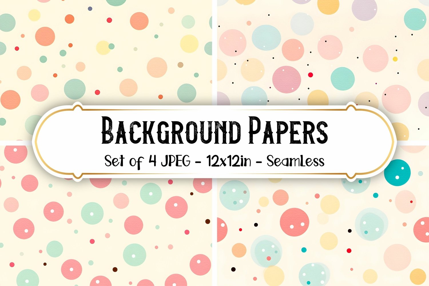 4 Seamless Vintage Dots Patterns Scrapbook papers