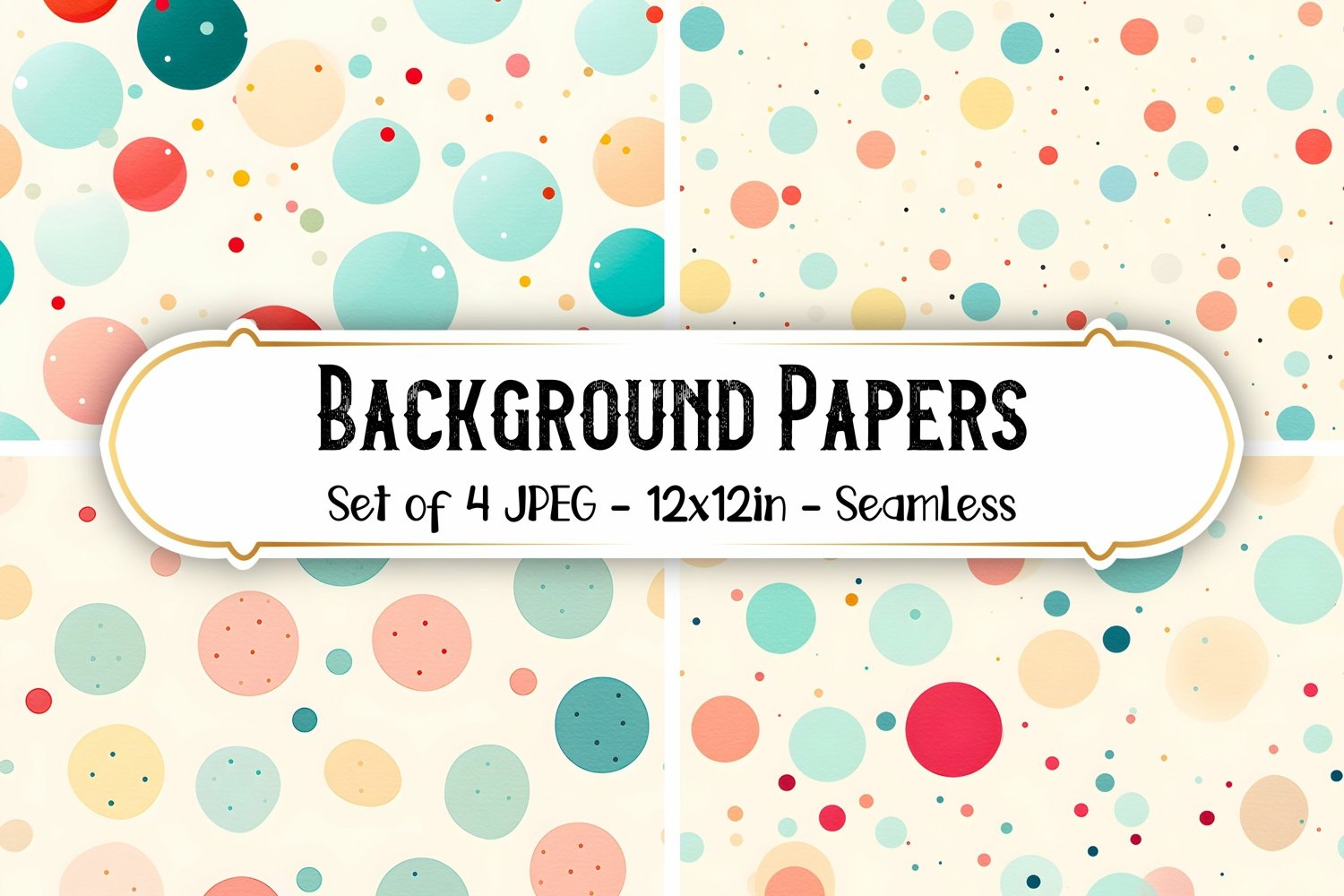 4 Seamless Vintage Dots Patterns Scrapbook papers