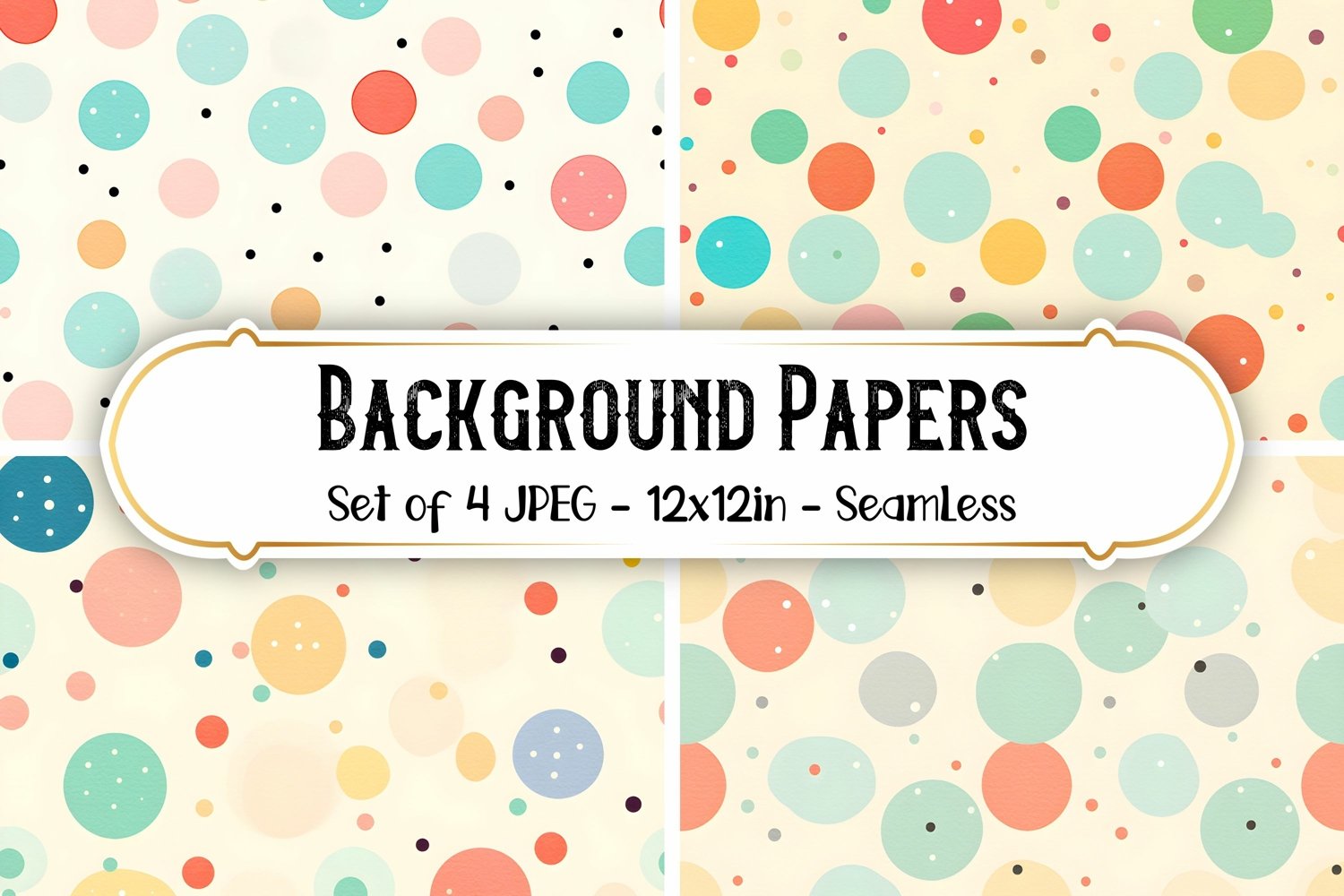 4 Seamless Vintage Dots Patterns Scrapbook papers